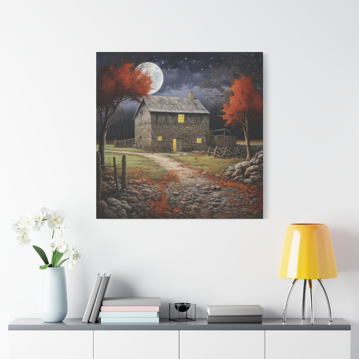 Rustic Cabin Art Print, Home Decor, Autumn Wall Art, Cozy Living Room Decor, Gift for Nature Lovers, Fall Decor