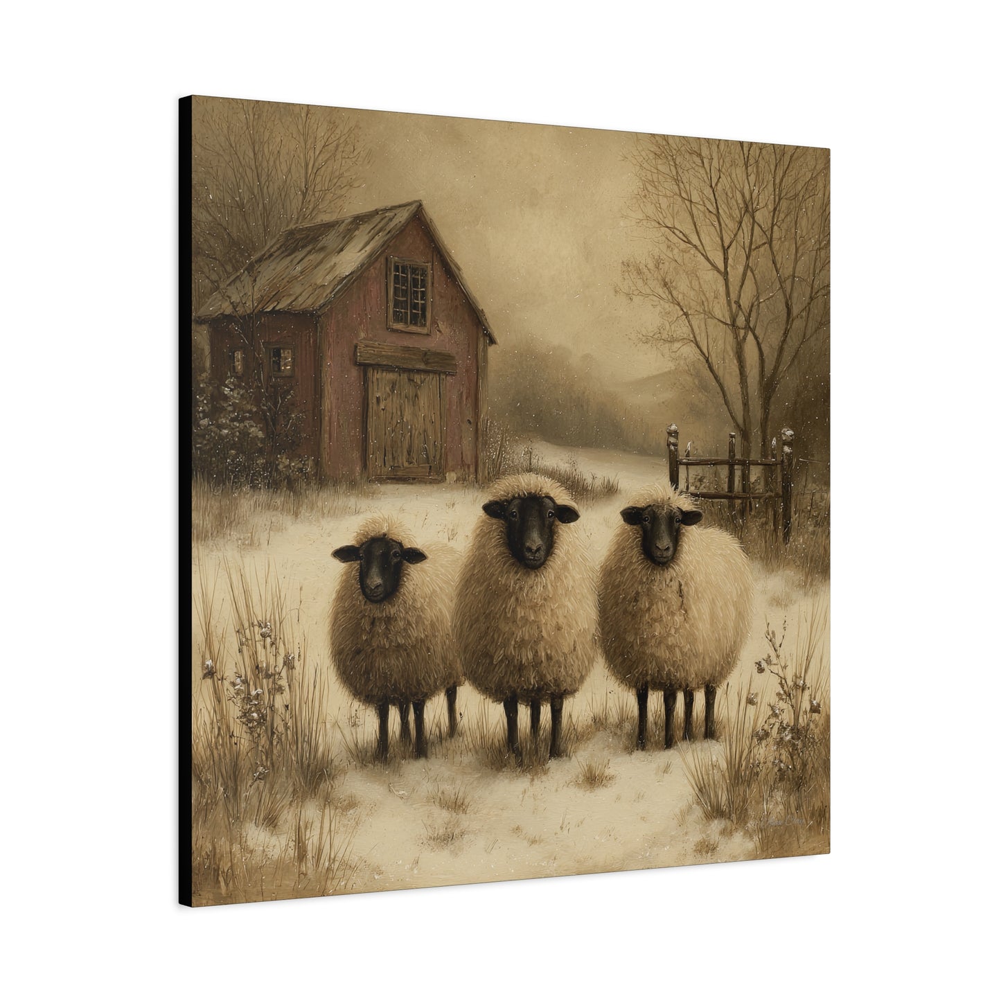 Rustic Sheep Canvas Art, Farmhouse Decor, Country Wall Art, Living Room Decor, Cozy Home Accent