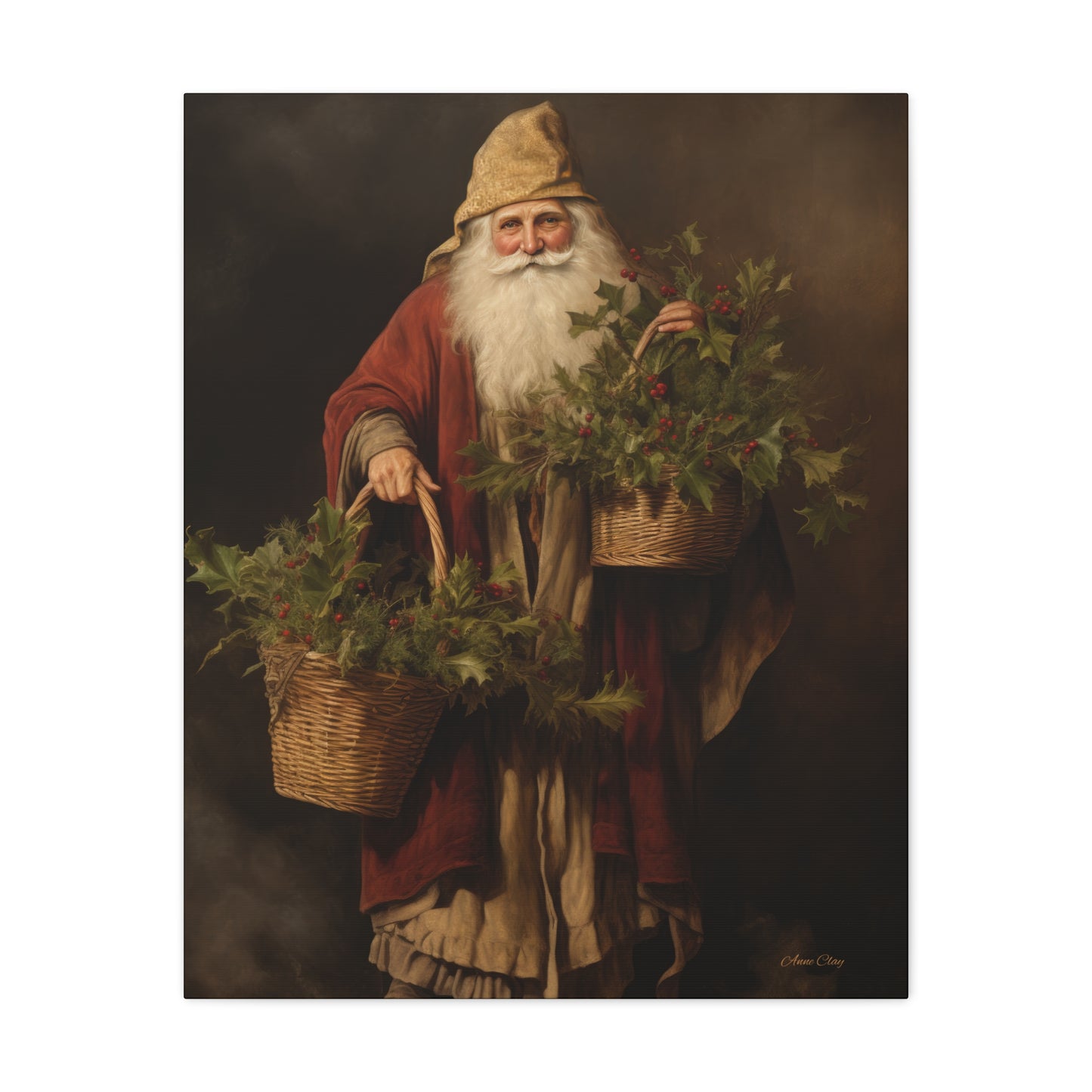 Jolly Santa Ivy Matte Canvas, Stretched, 1.25"