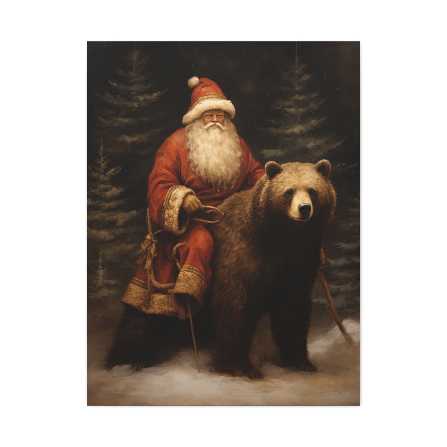 Northwoods Santa Matte Canvas, Stretched, 1.25"