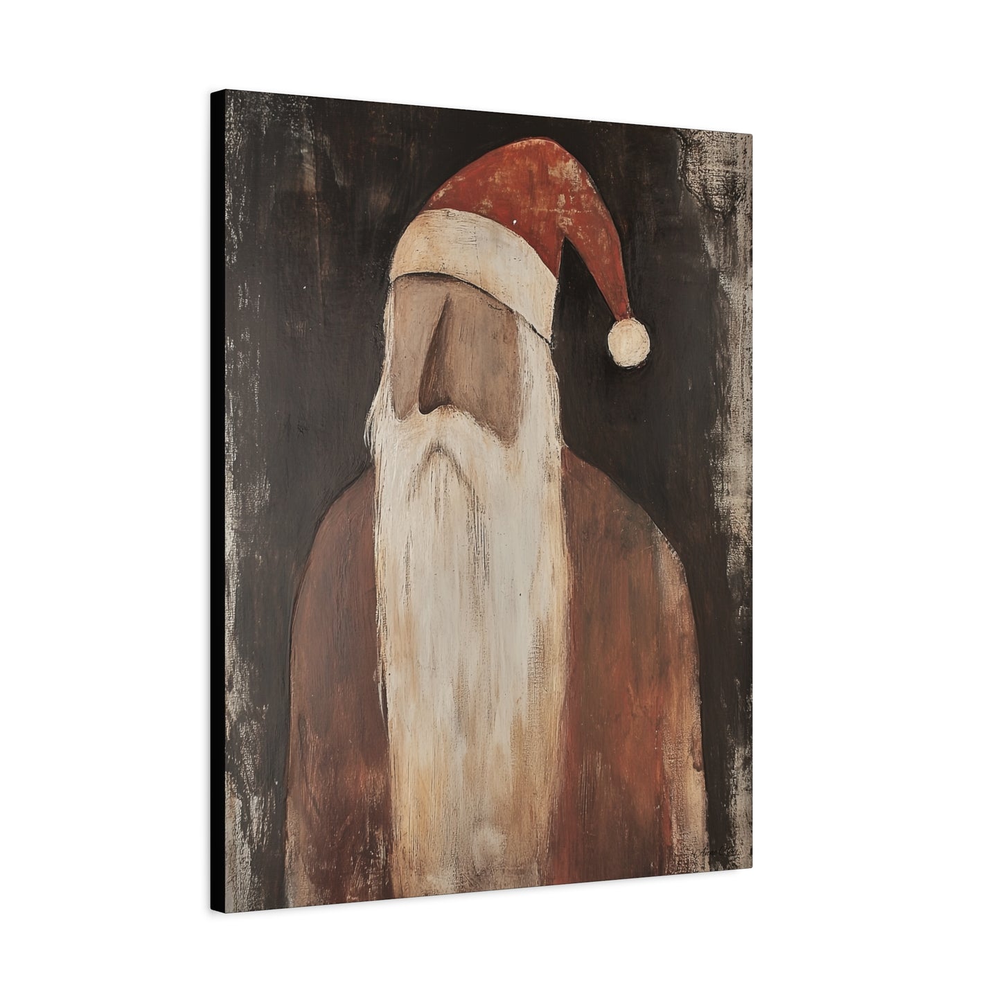 Primitive Impressionist Santa Matte Canvas, Stretched, 1.25"