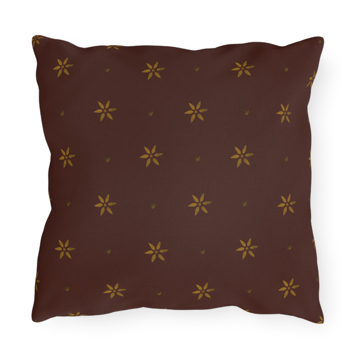 Mustard Petals on Red Early American Stencil Outdoor Pillows