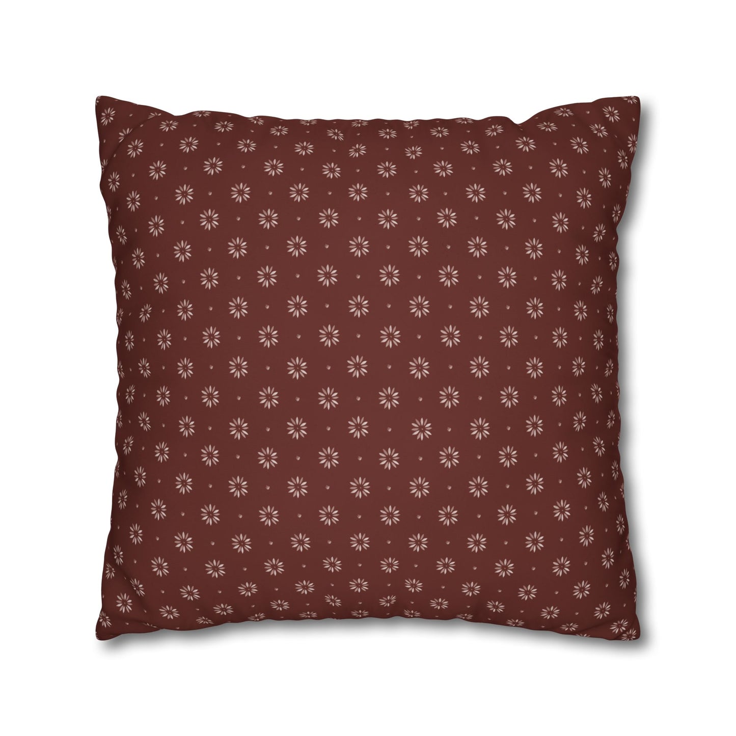 Petal Stencils on Red Square Poly Canvas Pillowcase