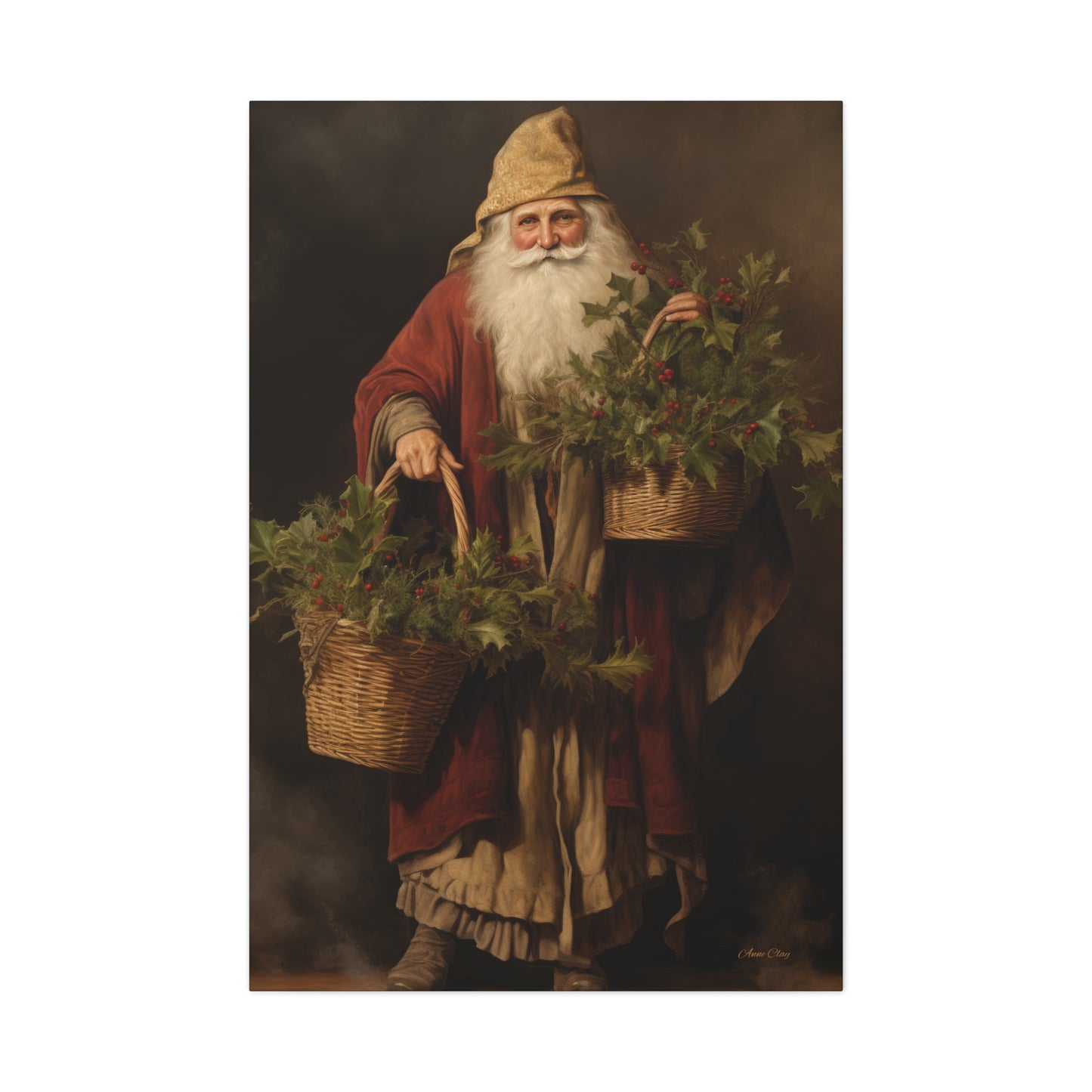 Jolly Santa Ivy Matte Canvas, Stretched, 1.25"