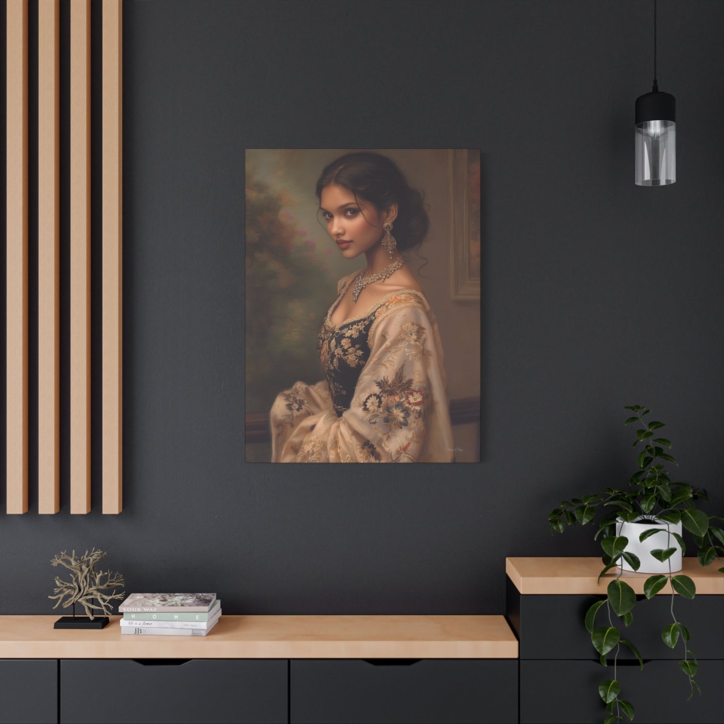 Elegant Stretched Canvas Wall Art - Timeless Portrait, Home Decor, Gift for Art Lovers, Stylish Living Room Decor, Christmas Gift