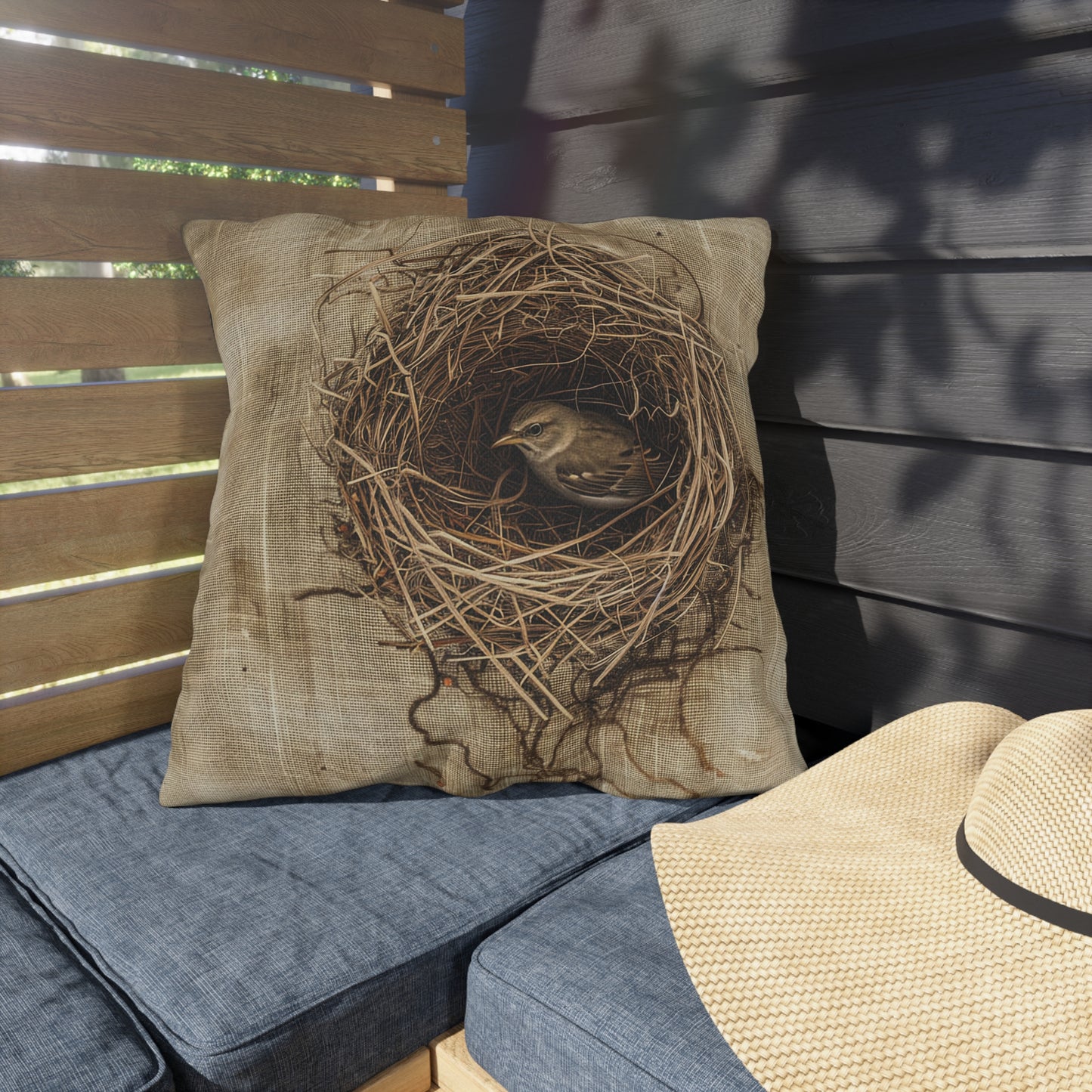 Bird in the Nest Outdoor Pillows