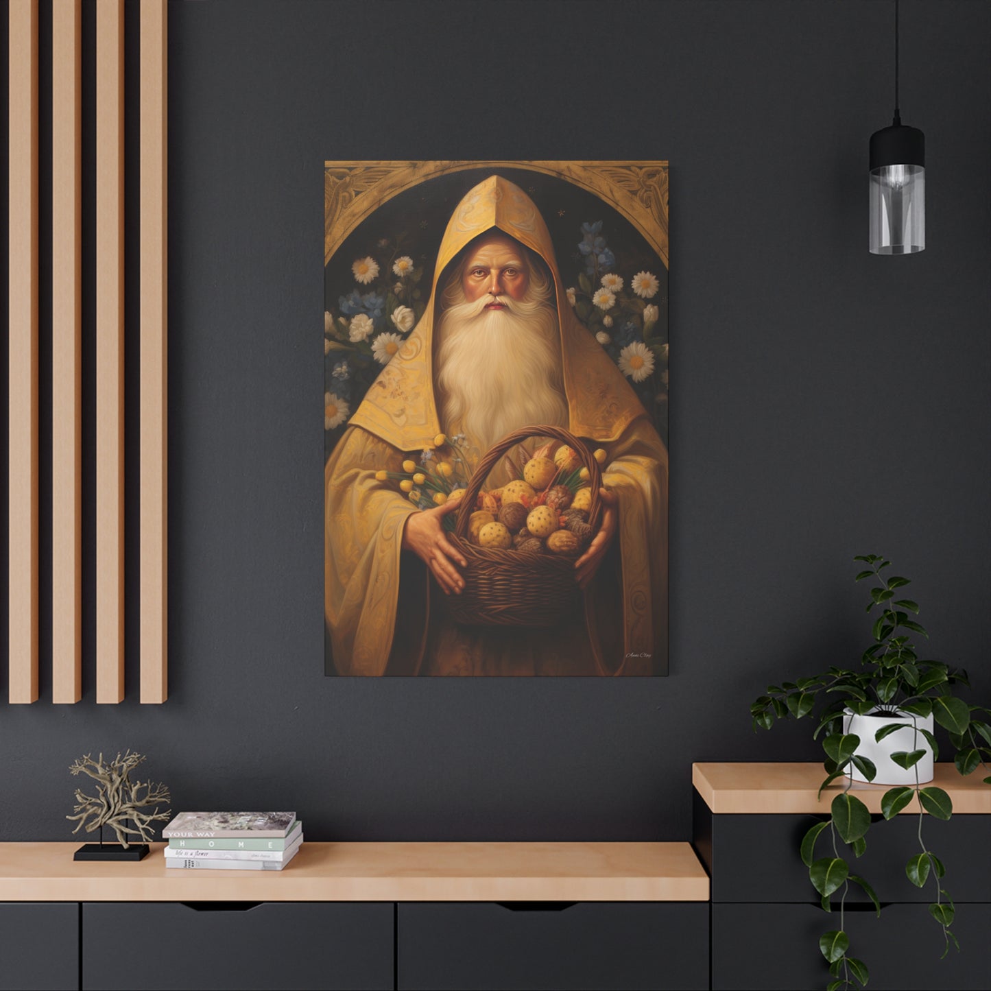 Easter Basket Santa Matte Canvas, Stretched, 1.25"