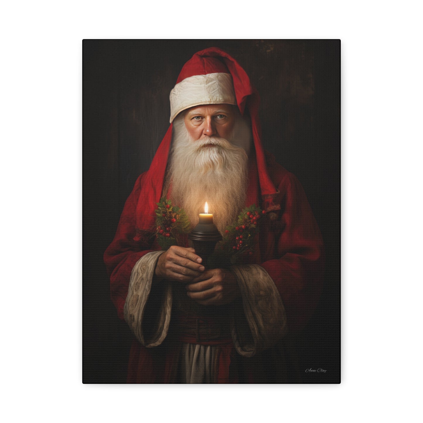 Candlelight Santa Matte Canvas, Stretched, 1.25"