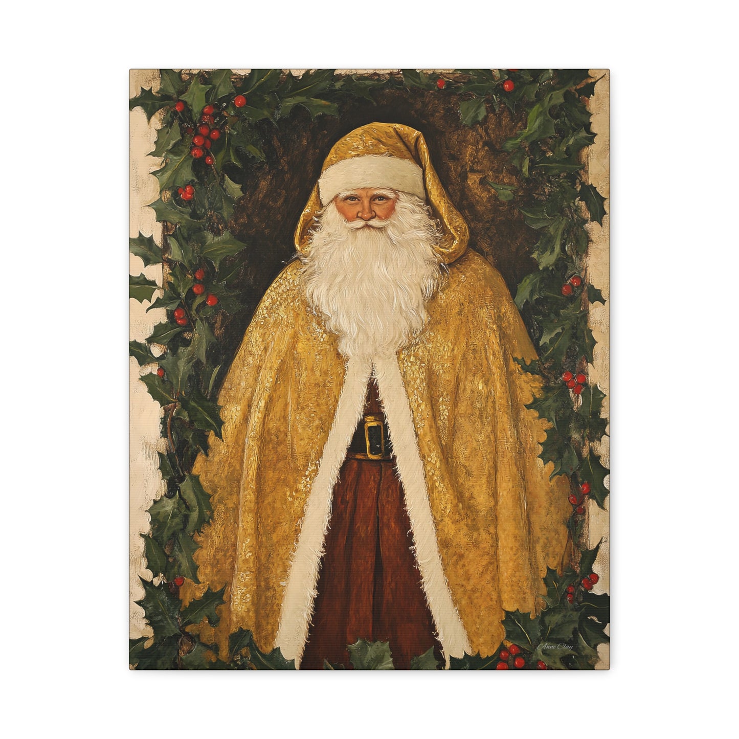 Golden Furry Santa Matte Canvas, Stretched, 1.25"