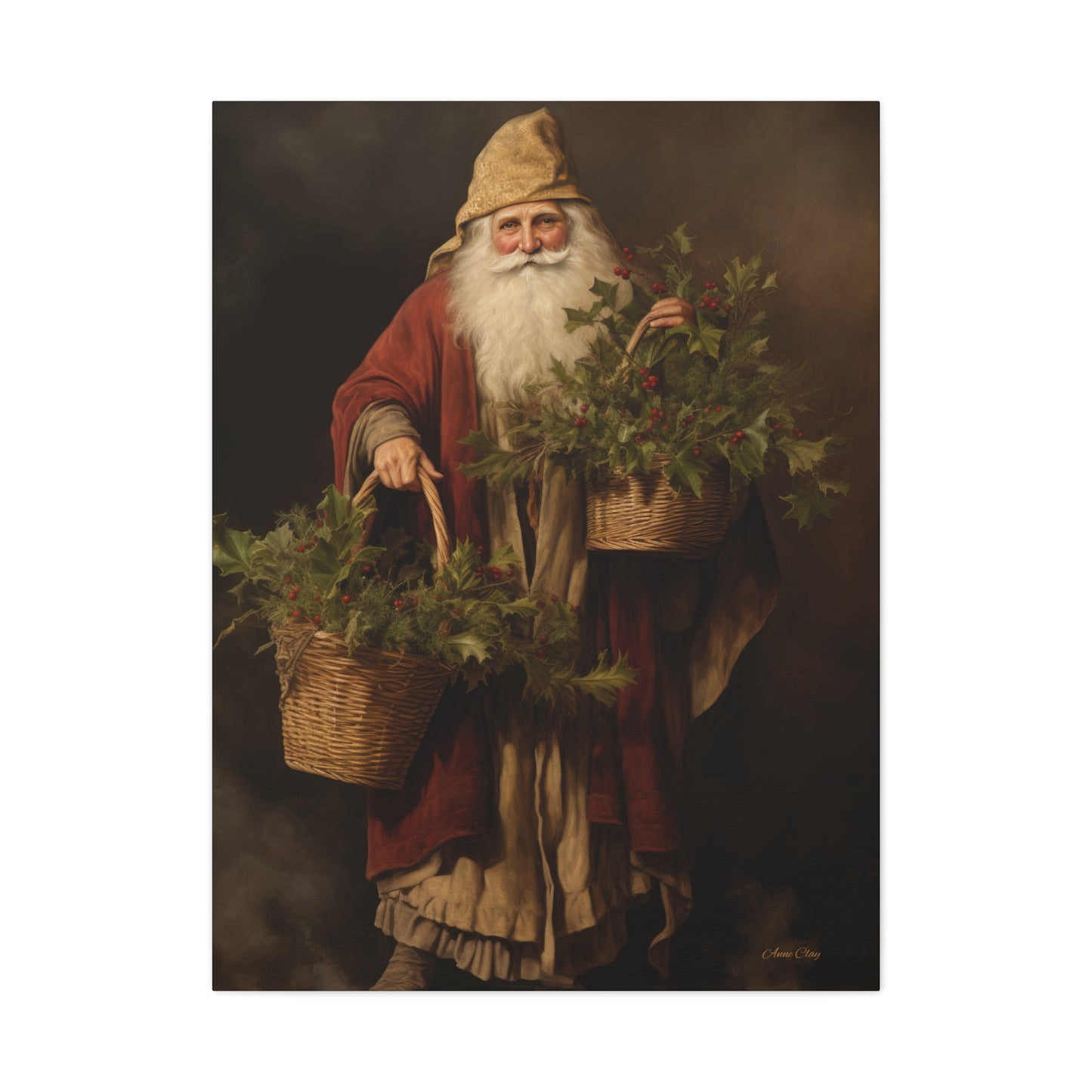 Jolly Santa Ivy Matte Canvas, Stretched, 1.25"