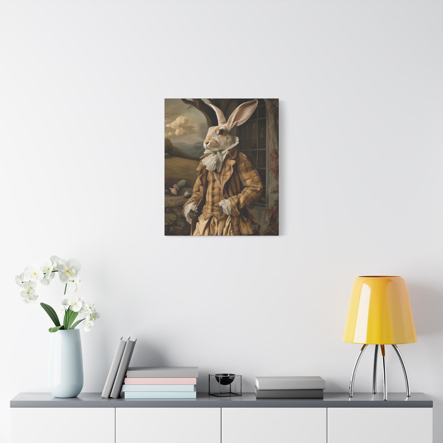 Sir William Rabbit: Whimsical Rabbit Canvas Art - Vintage Style Wall Decor