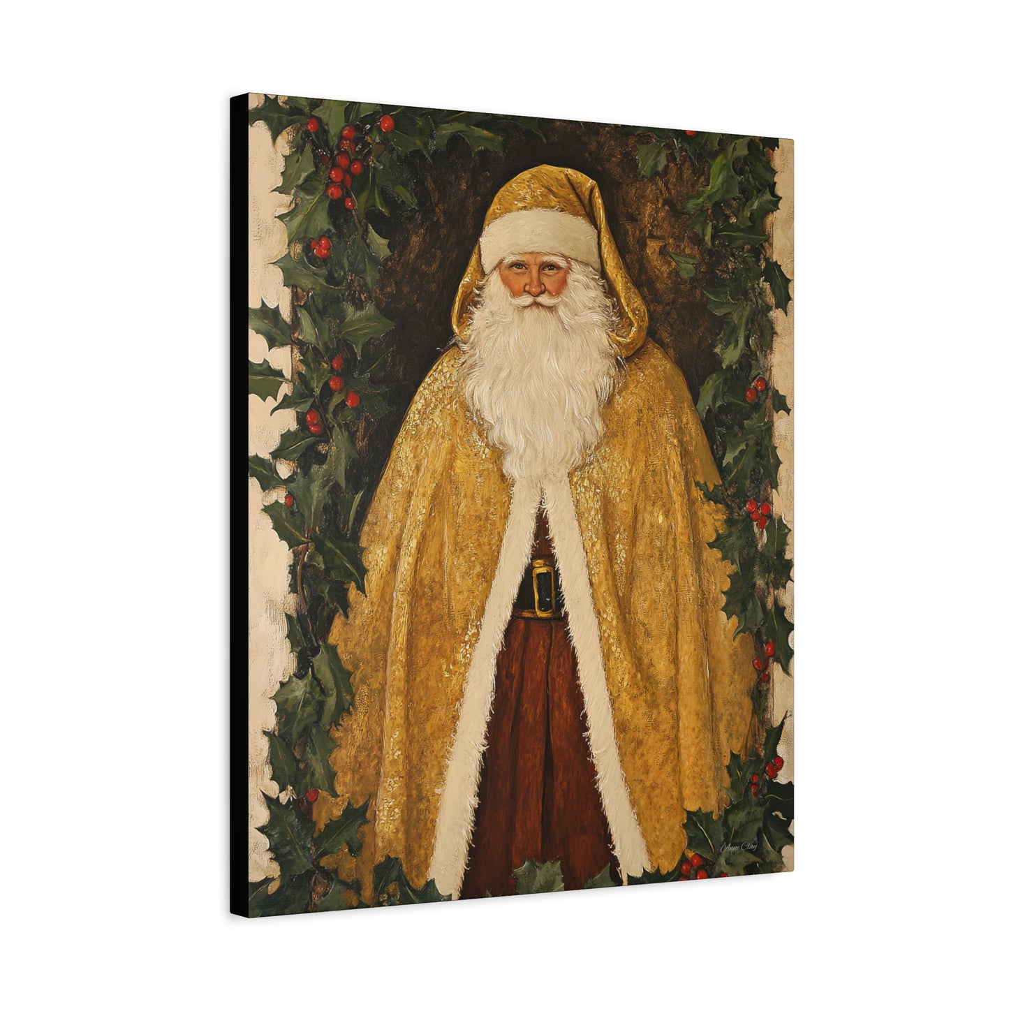 Golden Furry Santa Matte Canvas, Stretched, 1.25"