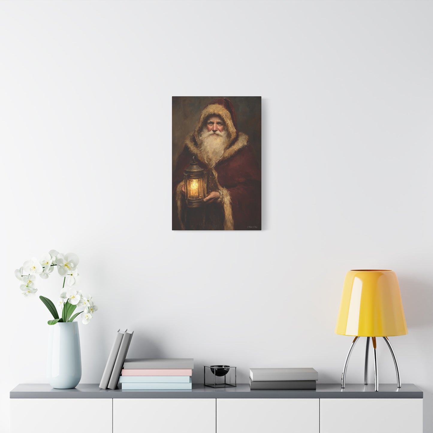 WS Firelight Santa Matte Canvas, Stretched, 1.25"