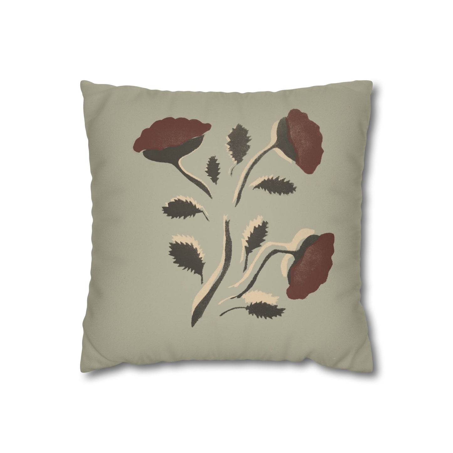 Fantasy Collecion Stencil Stalk Taupe Faux Suede Square Pillowcase