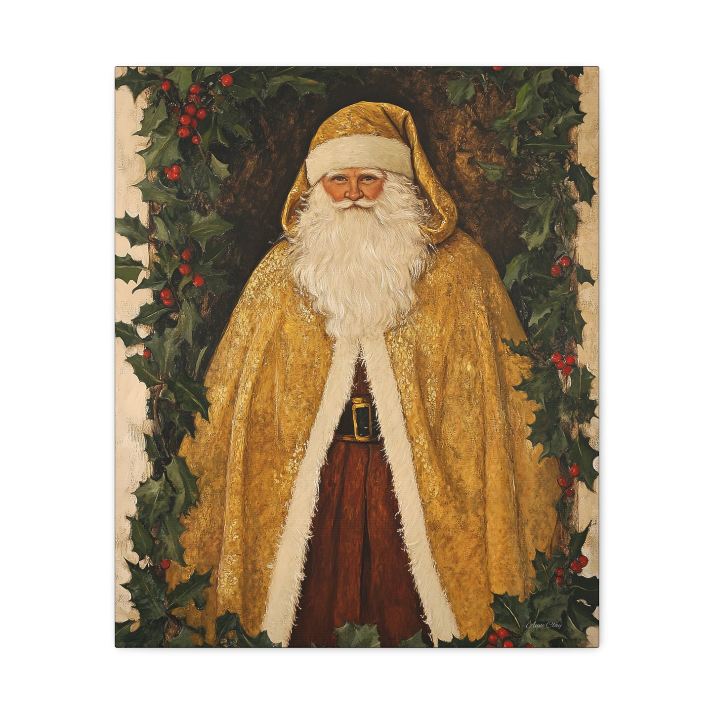 Golden Furry Santa Matte Canvas, Stretched, 1.25"