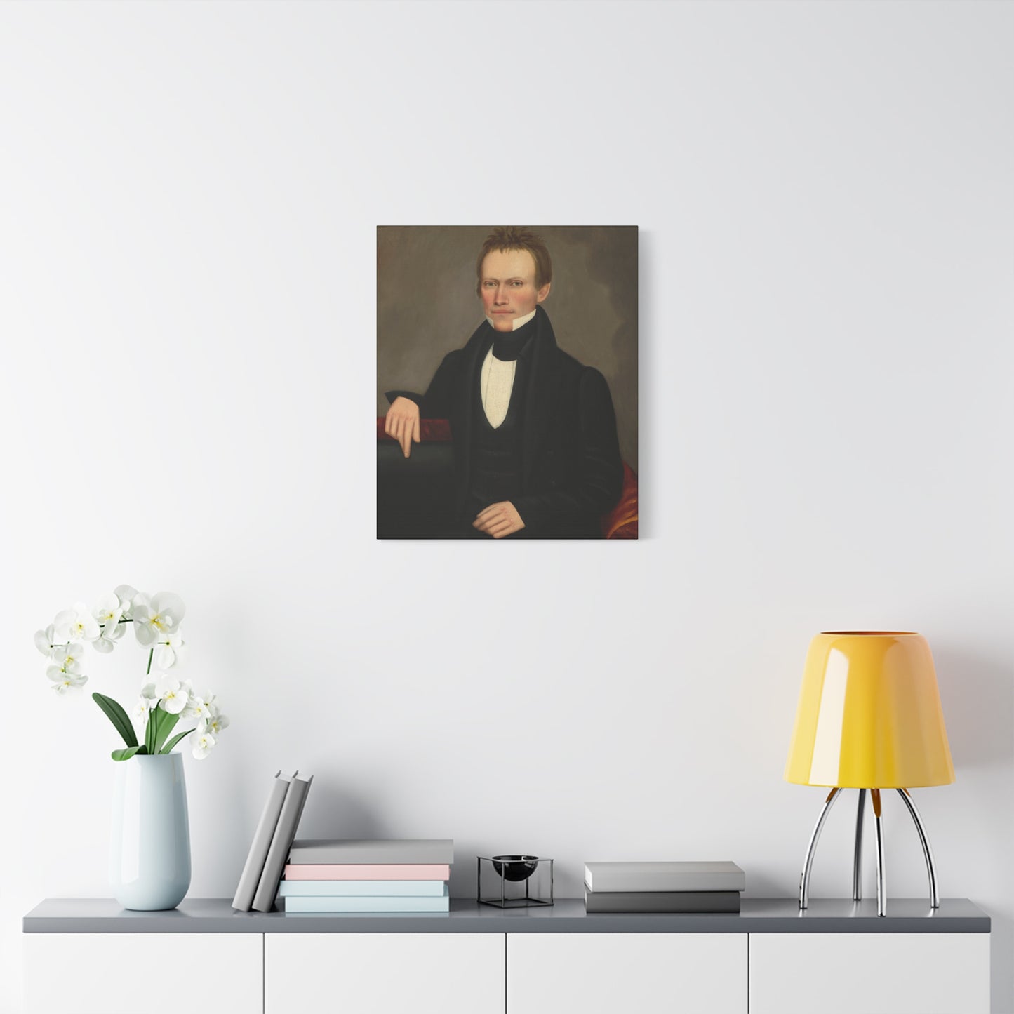 Early American Folk Art Man Classic Portrait Canvas Wall Art - Timeless Elegance for Home Decor