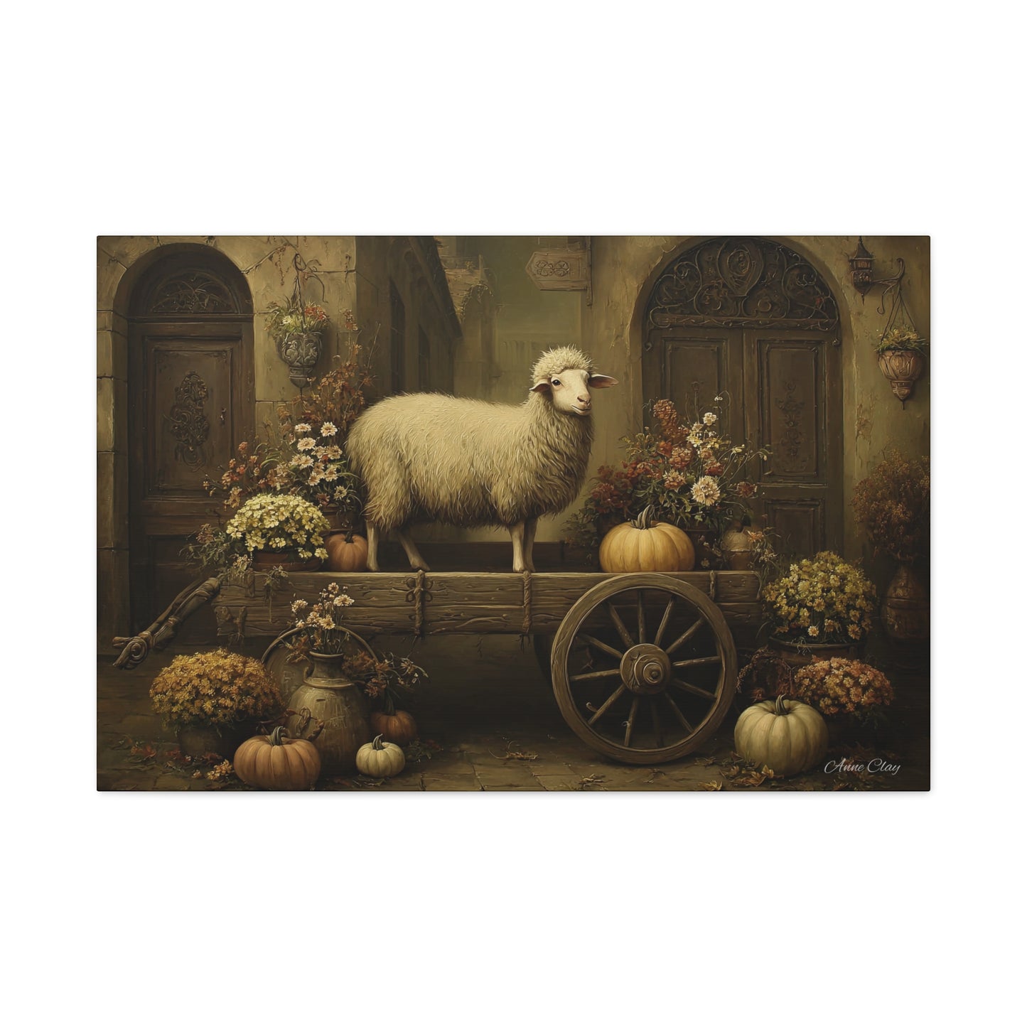 Rustic Farmhouse Canvas Print, Sheep Wall Art for Home Decor, Farmhouse Style Decor, Autumn Wall Art, Gift for Animal Lovers
