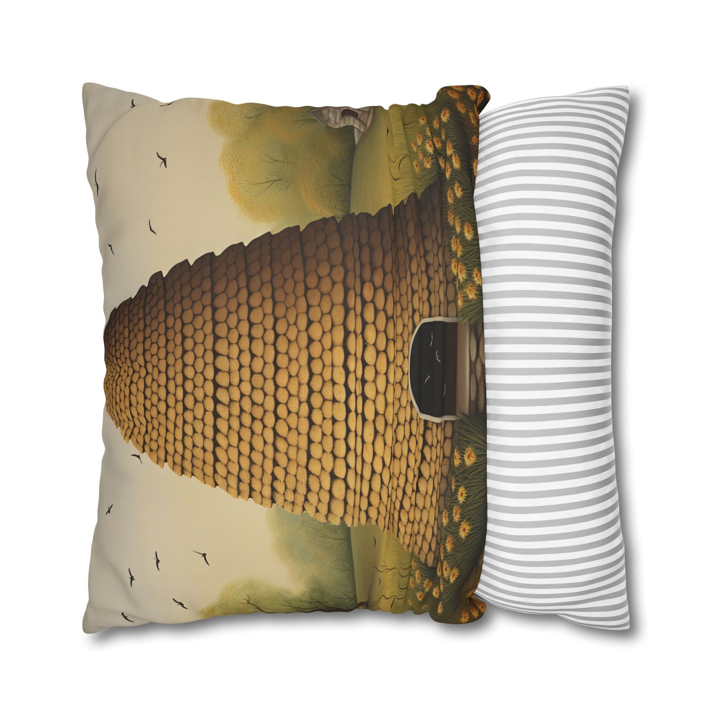Beehive Art Pillowcase, Cozy Home Decor, Gift for Nature Lovers, Farmhouse Cushions, Eco-Friendly Pillow Cover, Boho Throw Pillow