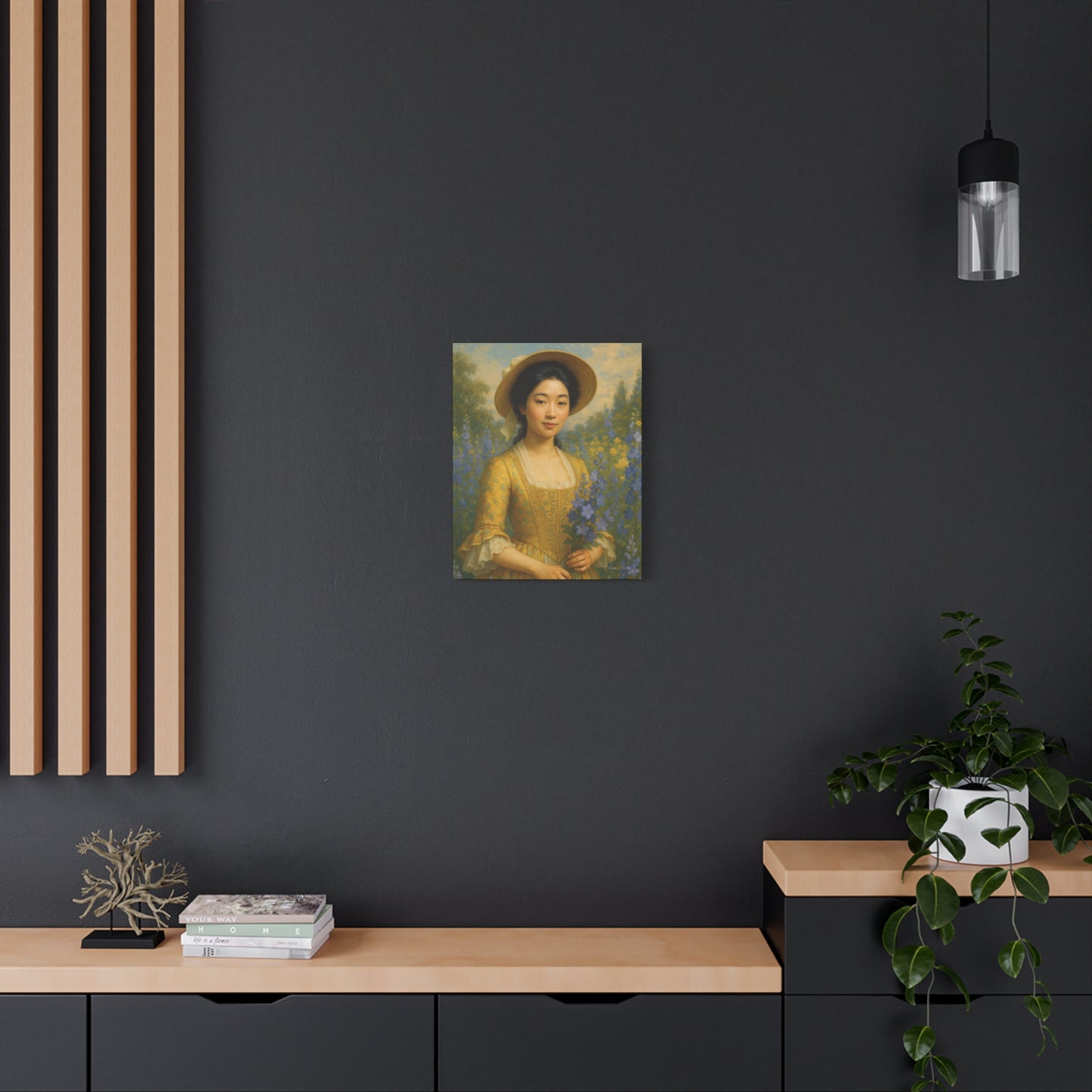 Floral Portrait Canvas, Vintage Art Print, Elegant Home Decor, Gift for Art Lovers, Wall Art for Living Room