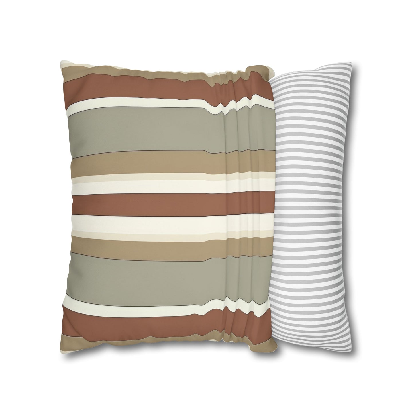 Fantasy Collection Taupe Stripes Square Poly Canvas Pillowcase