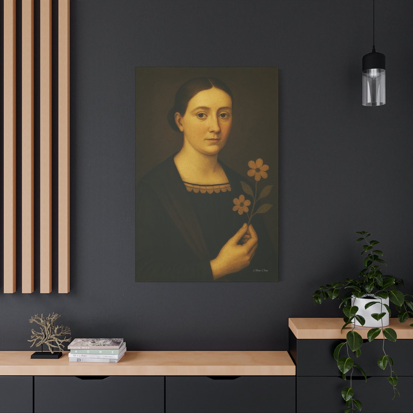 Artistic Canvas Wall Art, Floral Portrait, Home Decor, Gift for Art Lovers, Vintage Style, Wall Decor