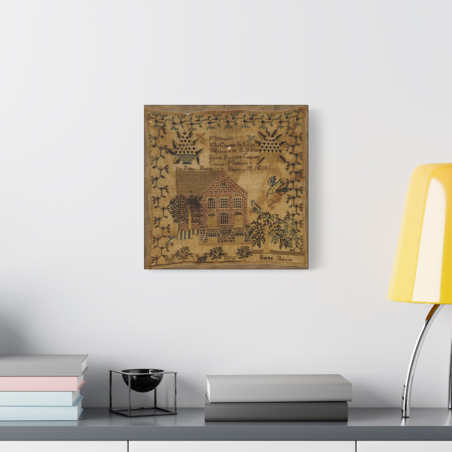 Vintage Canvas Wall Art – 1838 Pennsylvania Folk Art