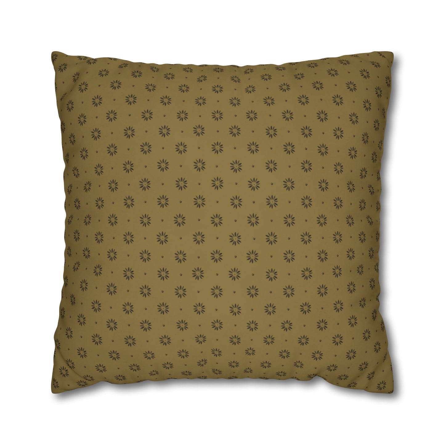 Black Petals on Gold Background Stencil Square Poly Canvas Pillowcase