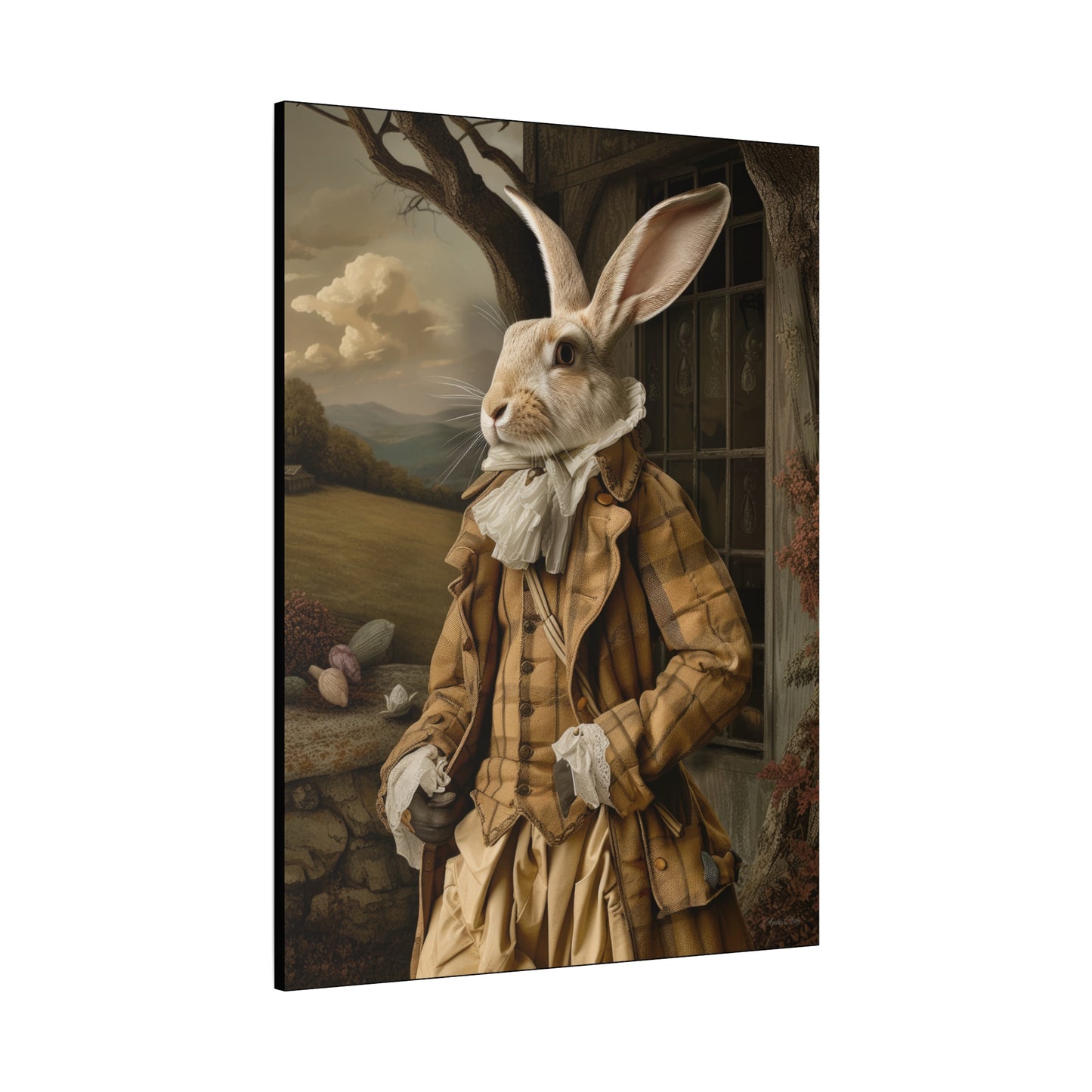 Sir William Rabbit: Whimsical Rabbit Canvas Art - Vintage Style Wall Decor