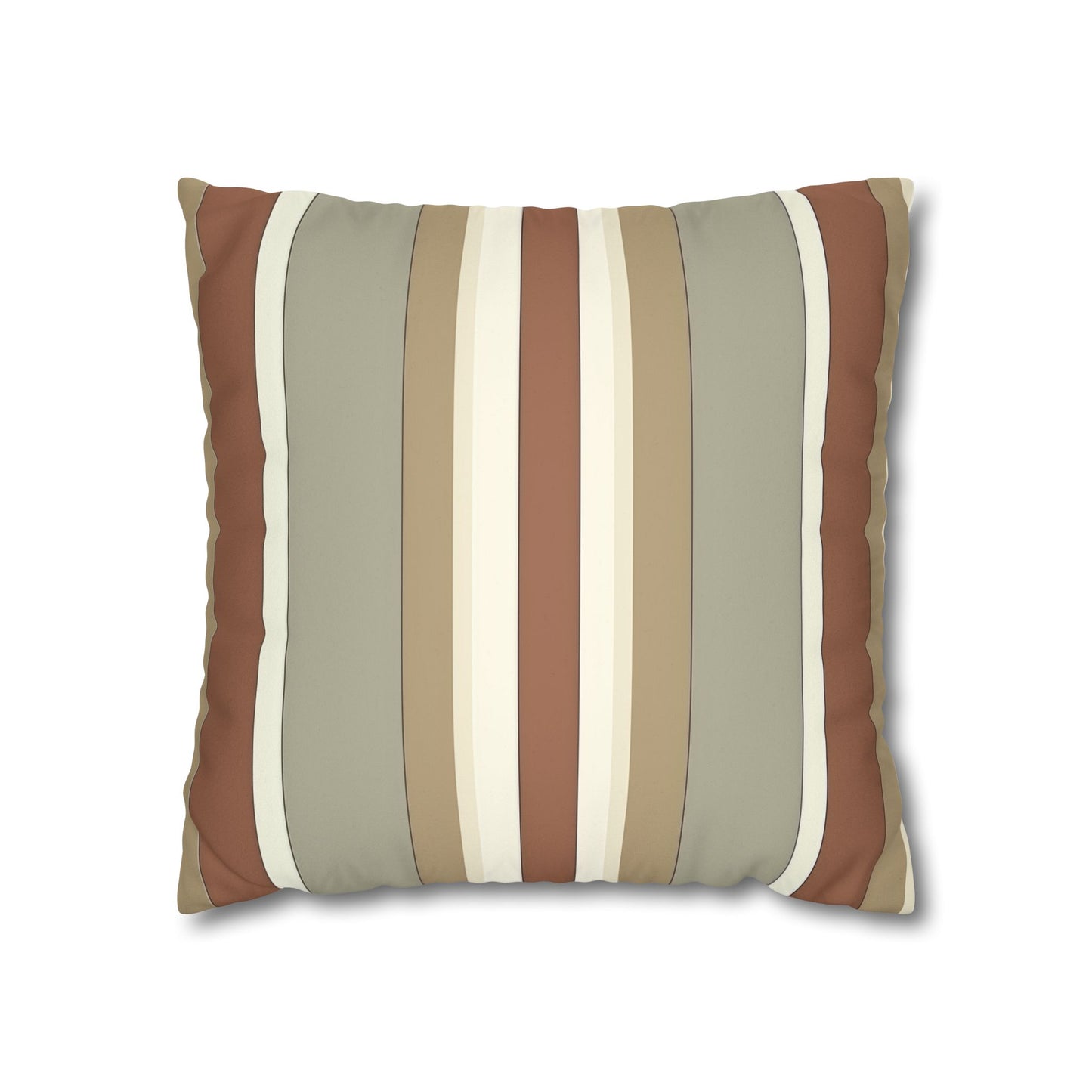 Fantasy Collection Taupe Stripes Faux Suede Square Pillowcase