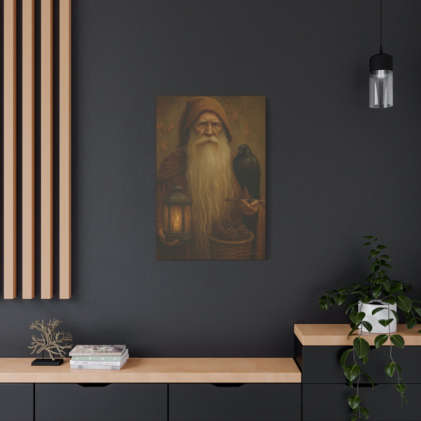 Old World Santa Canvas Art Print, Wall Decor for Home, Fantasy Artwork, Gift for Nature Lovers, Autumn Vibes, Cozy Living Space