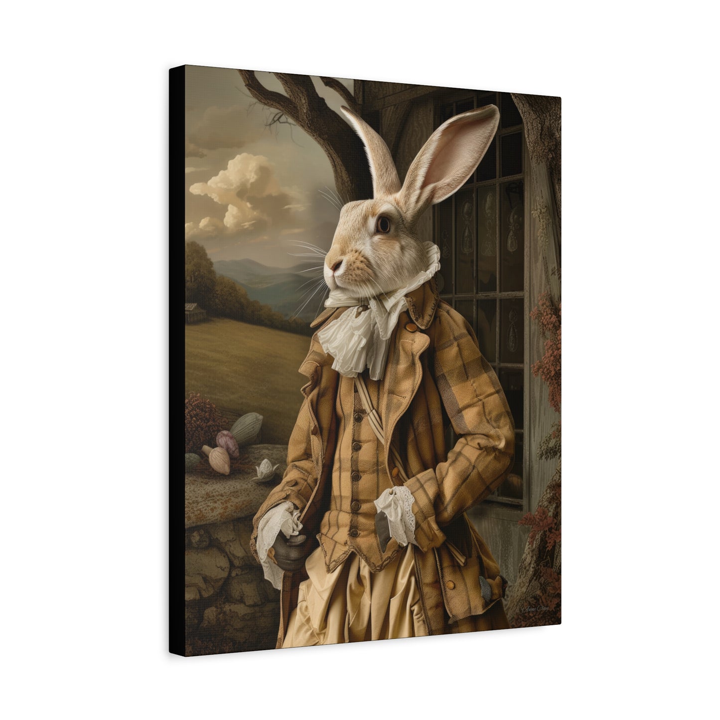 Sir William Rabbit: Whimsical Rabbit Canvas Art - Vintage Style Wall Decor