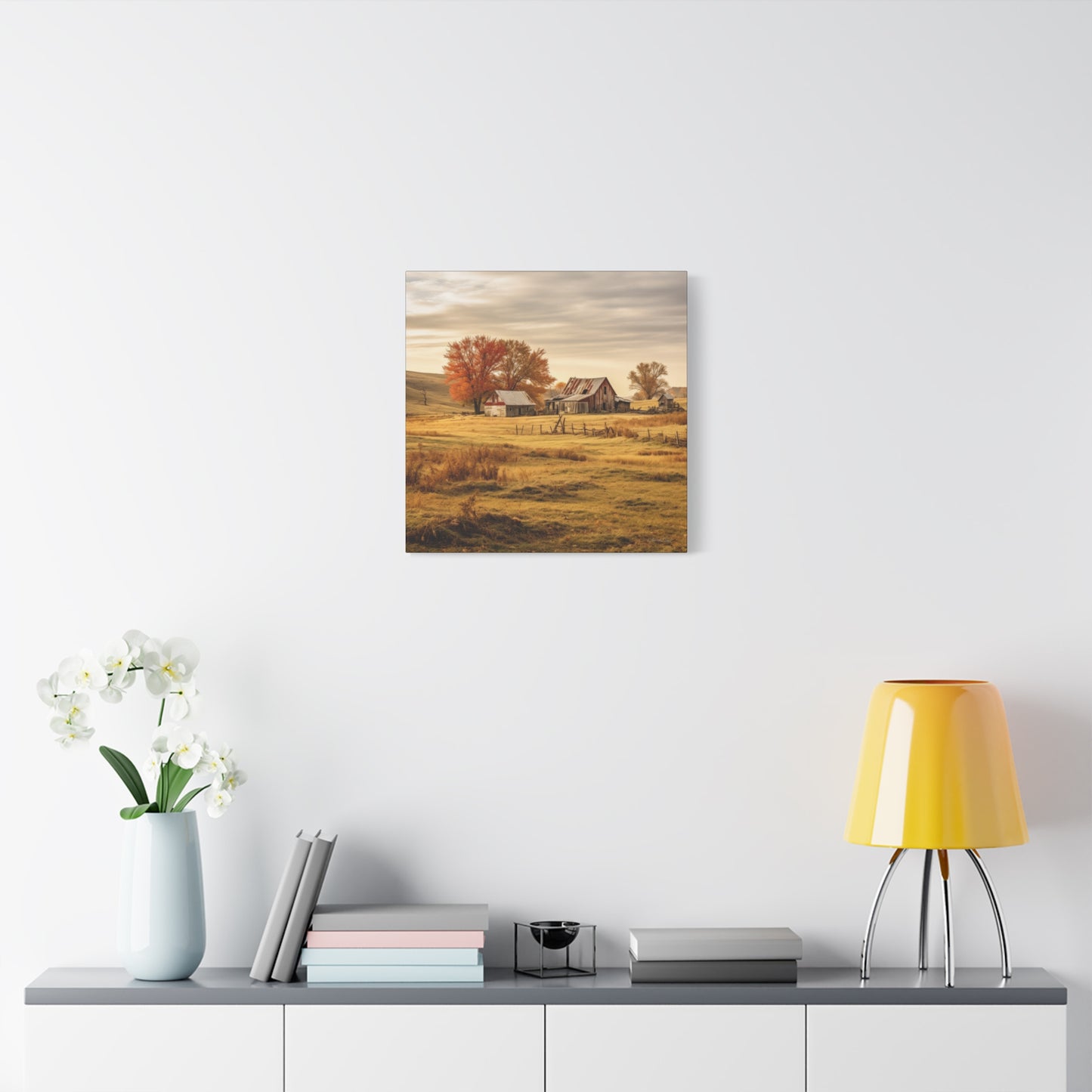 Rustic Farmhouse Canvas Wall Art, Autumn Landscape Decor, Cozy Home Decoration, Farmhouse Style Gift, Rustic Wall Art for All Occasions