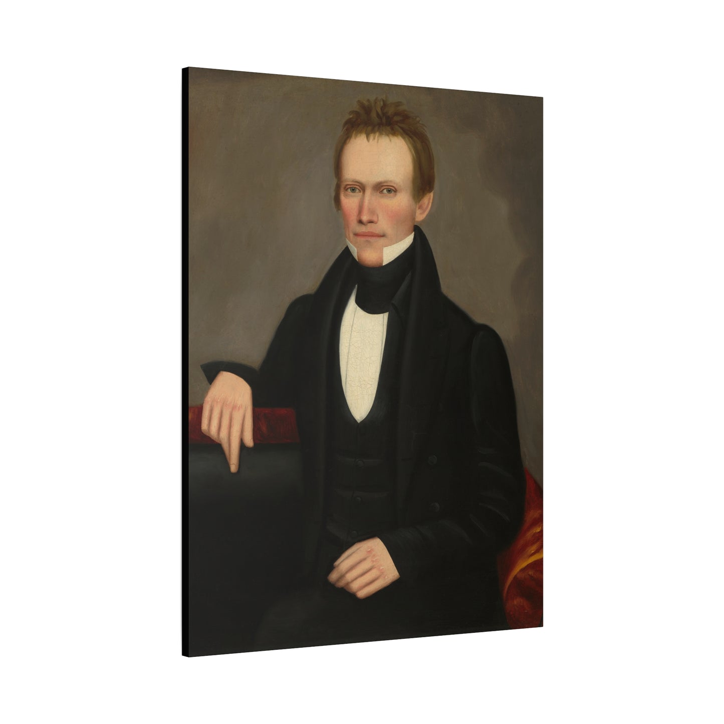 Early American Folk Art Man Classic Portrait Canvas Wall Art - Timeless Elegance for Home Decor