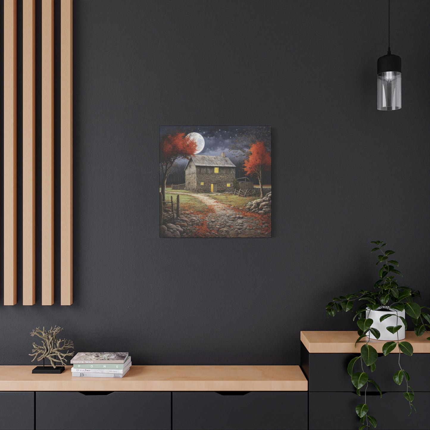 Rustic Cabin Art Print, Home Decor, Autumn Wall Art, Cozy Living Room Decor, Gift for Nature Lovers, Fall Decor