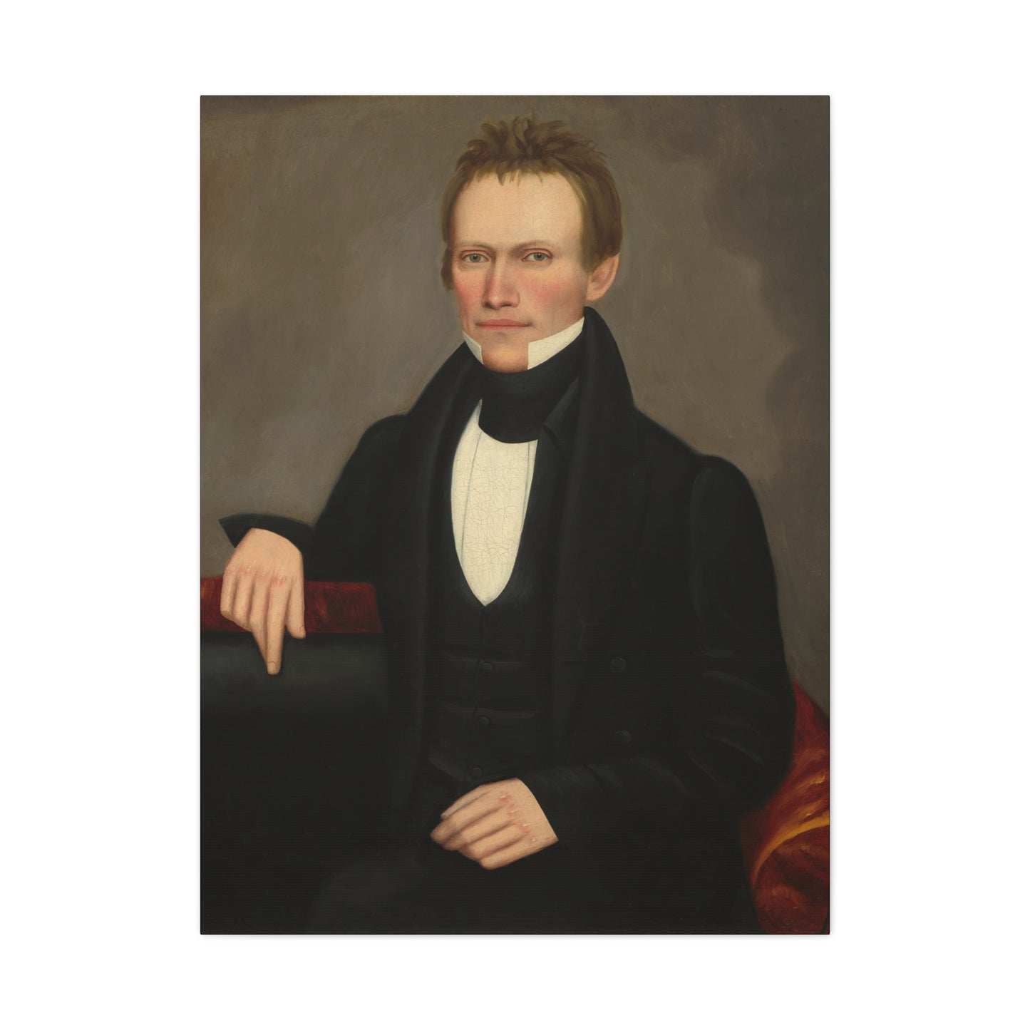 Early American Folk Art Man Classic Portrait Canvas Wall Art - Timeless Elegance for Home Decor