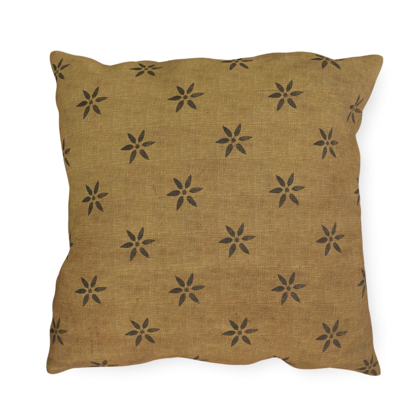 Grungy Burlap style Stencil Petals Outdoor Pillows