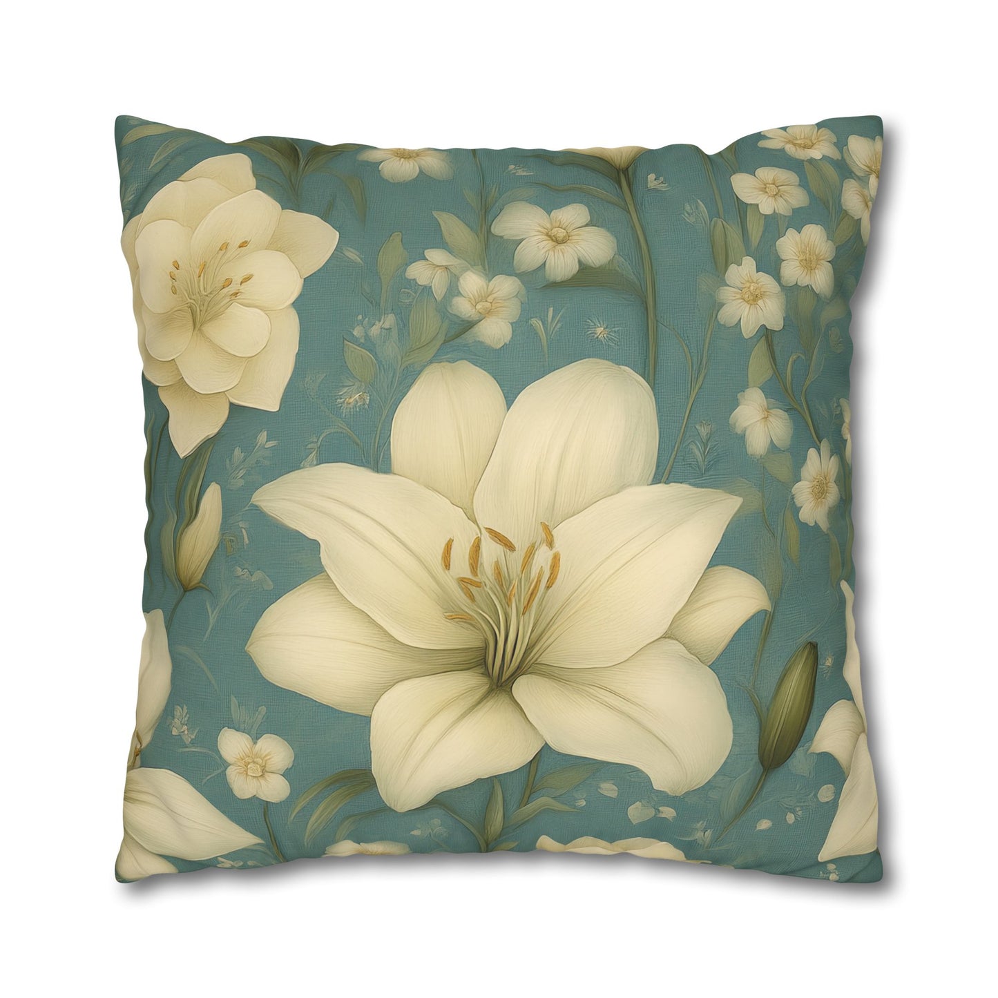 Floral Square Pillowcase, Cozy Home Decor, Gift for Flower Lovers, Soft Decorative Pillow, Spring Living Room Accessories