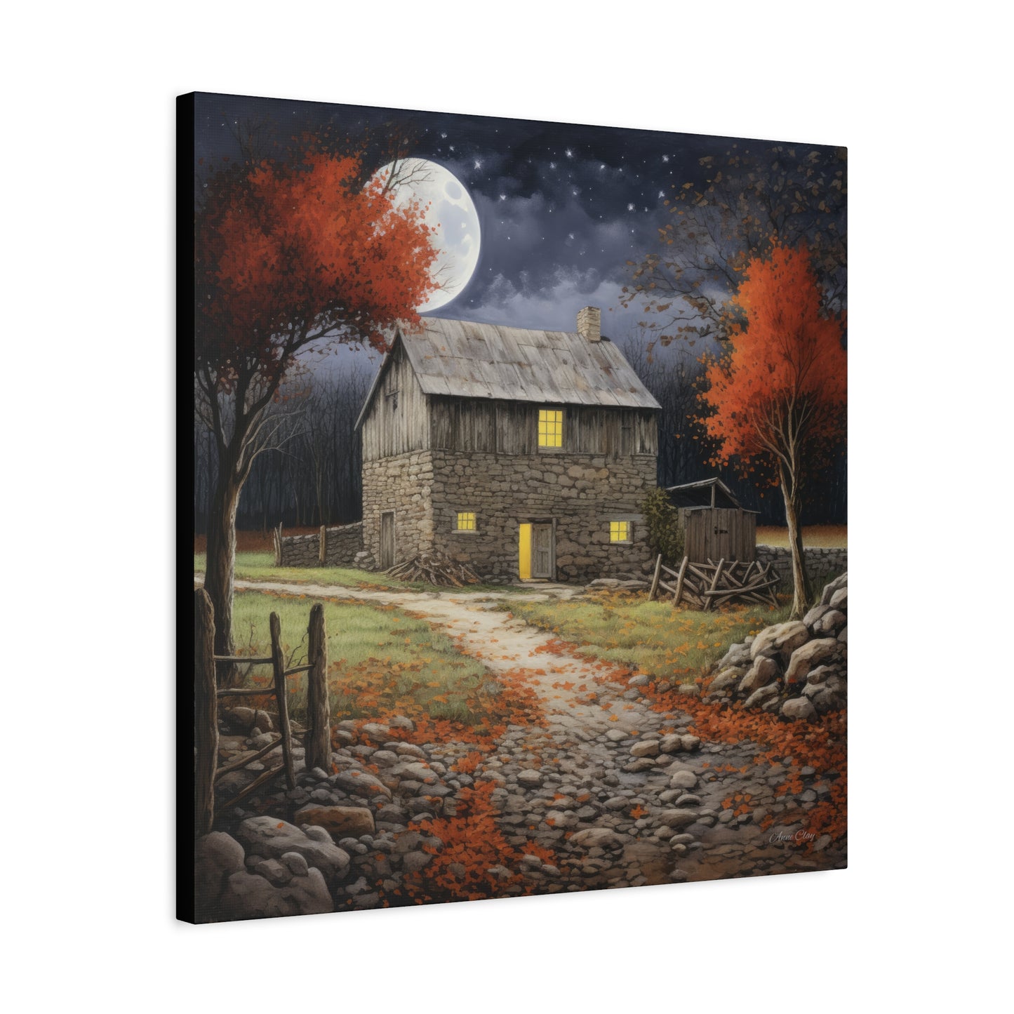 Rustic Cabin Art Print, Home Decor, Autumn Wall Art, Cozy Living Room Decor, Gift for Nature Lovers, Fall Decor