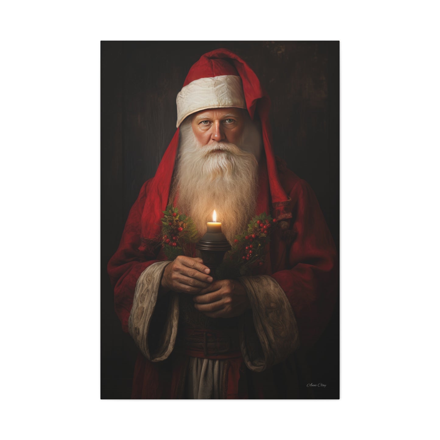 Candlelight Santa Matte Canvas, Stretched, 1.25"