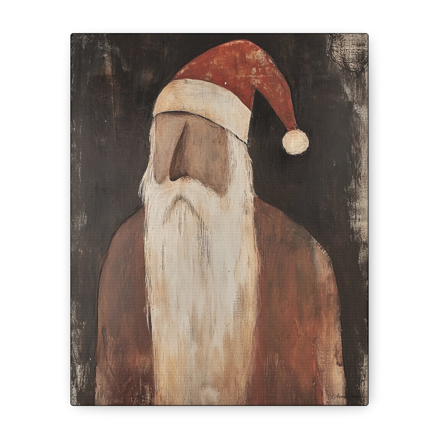 Primitive Impressionist Santa Matte Canvas, Stretched, 1.25"