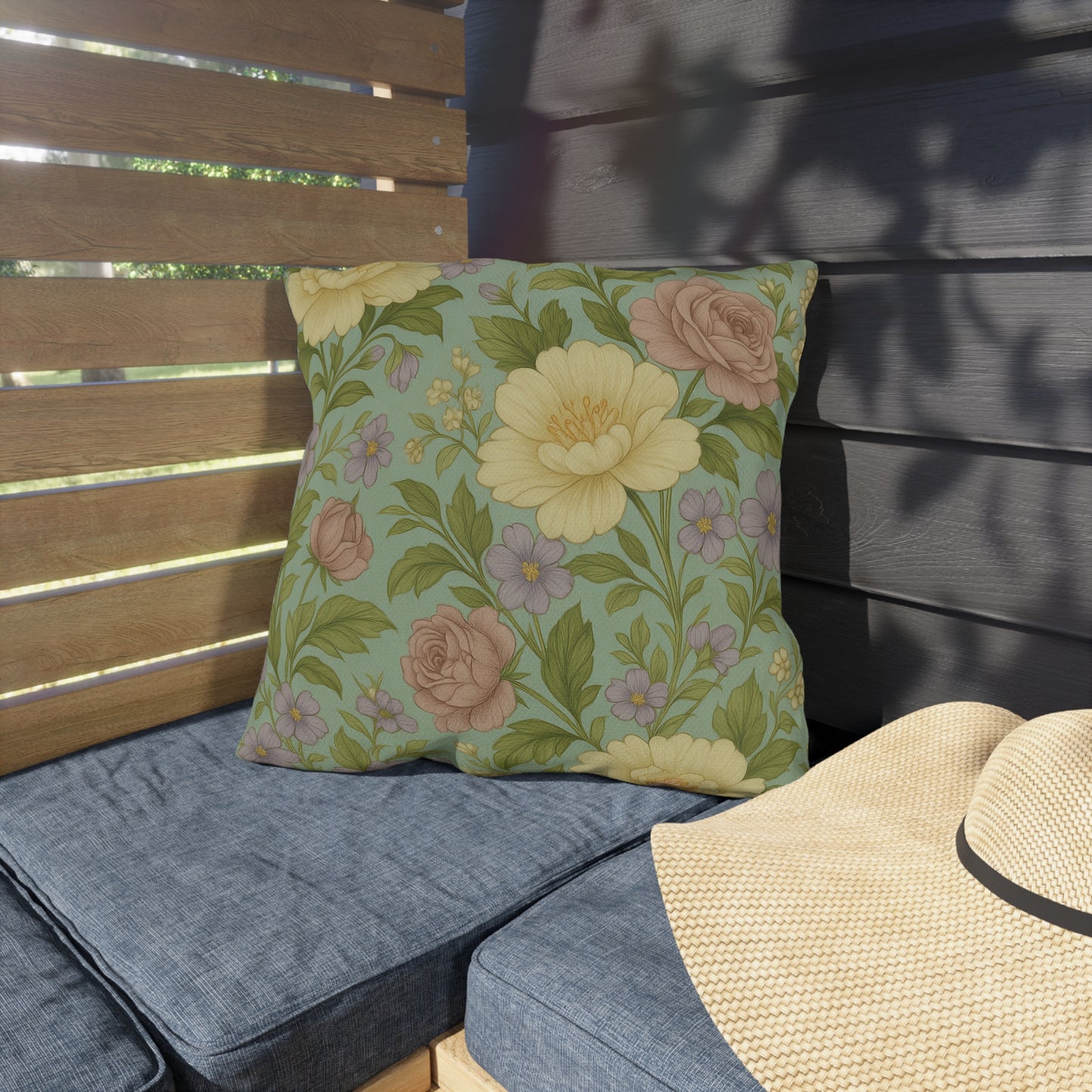Botanical Outdoor Pillows, Floral Patio Decor, Garden Cushions, Shabby Chic Throw, Summer Home Accents