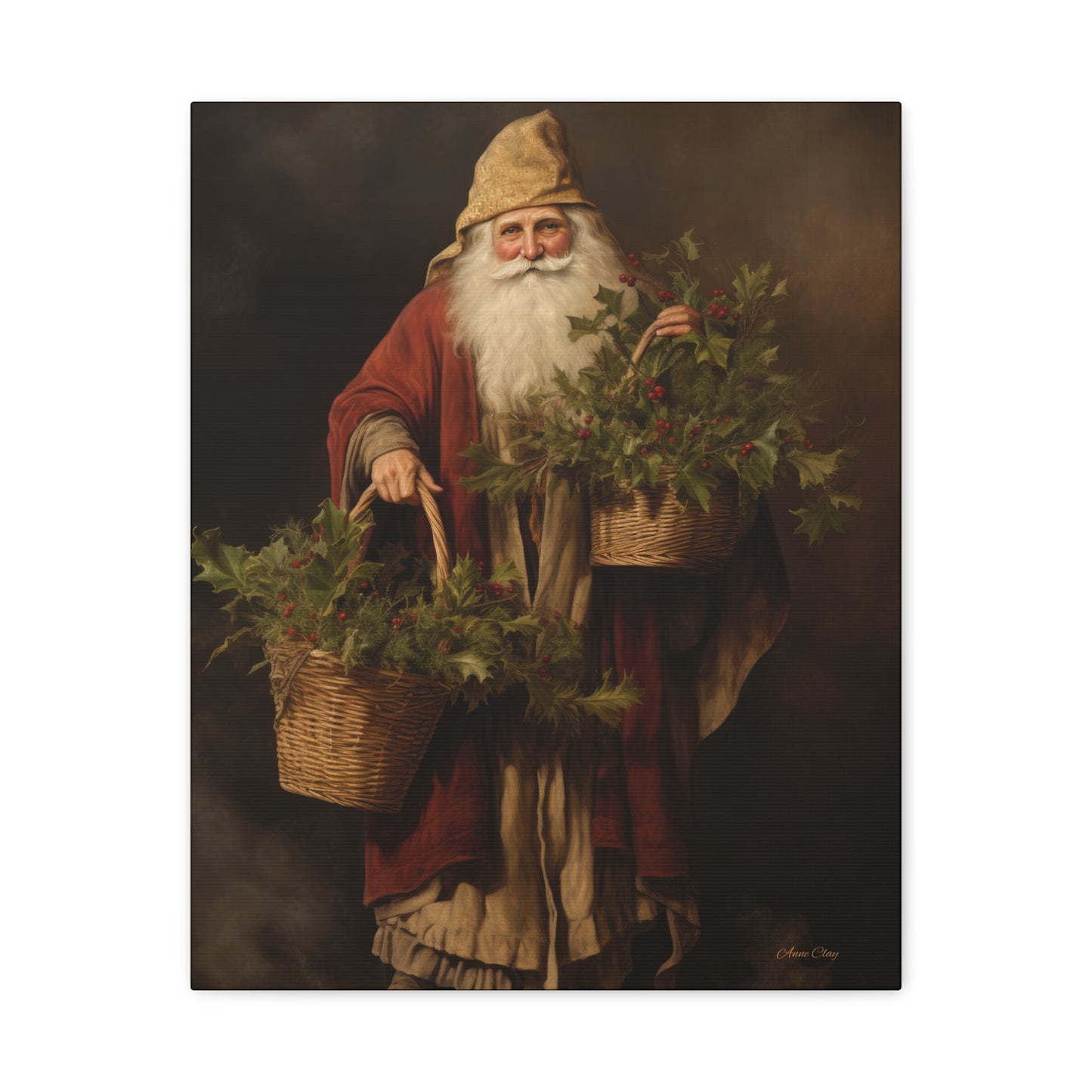 Jolly Santa Ivy Matte Canvas, Stretched, 1.25"