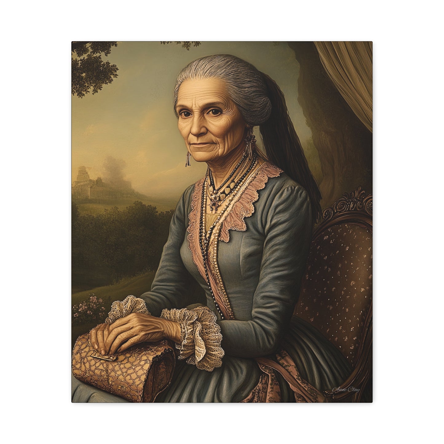 Elegant Vintage Canvas Art Print, Home Decor, Wall Art, Gift for Grandparents, Classic Portrait Decoration