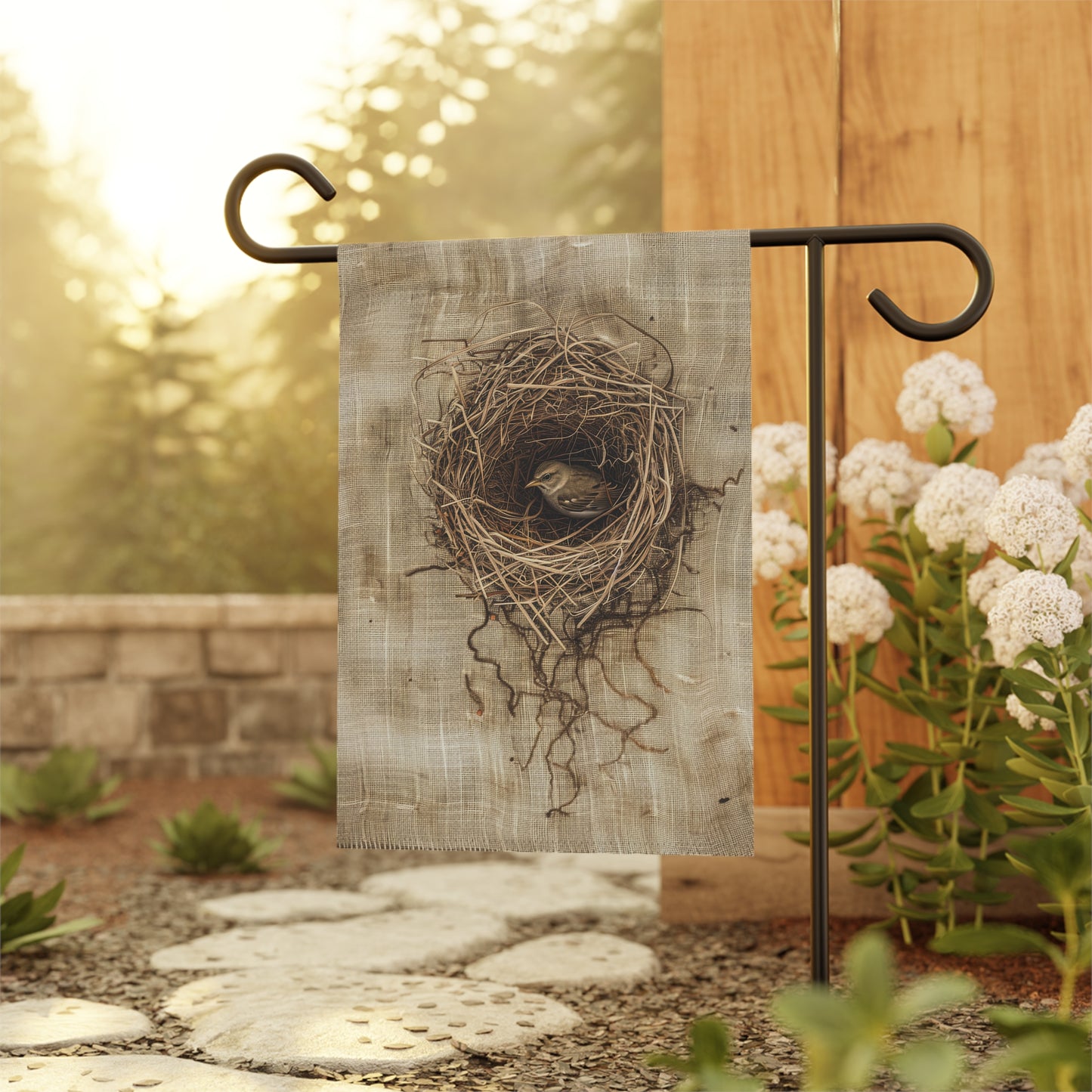 Bird in Nest Garden & House Banner