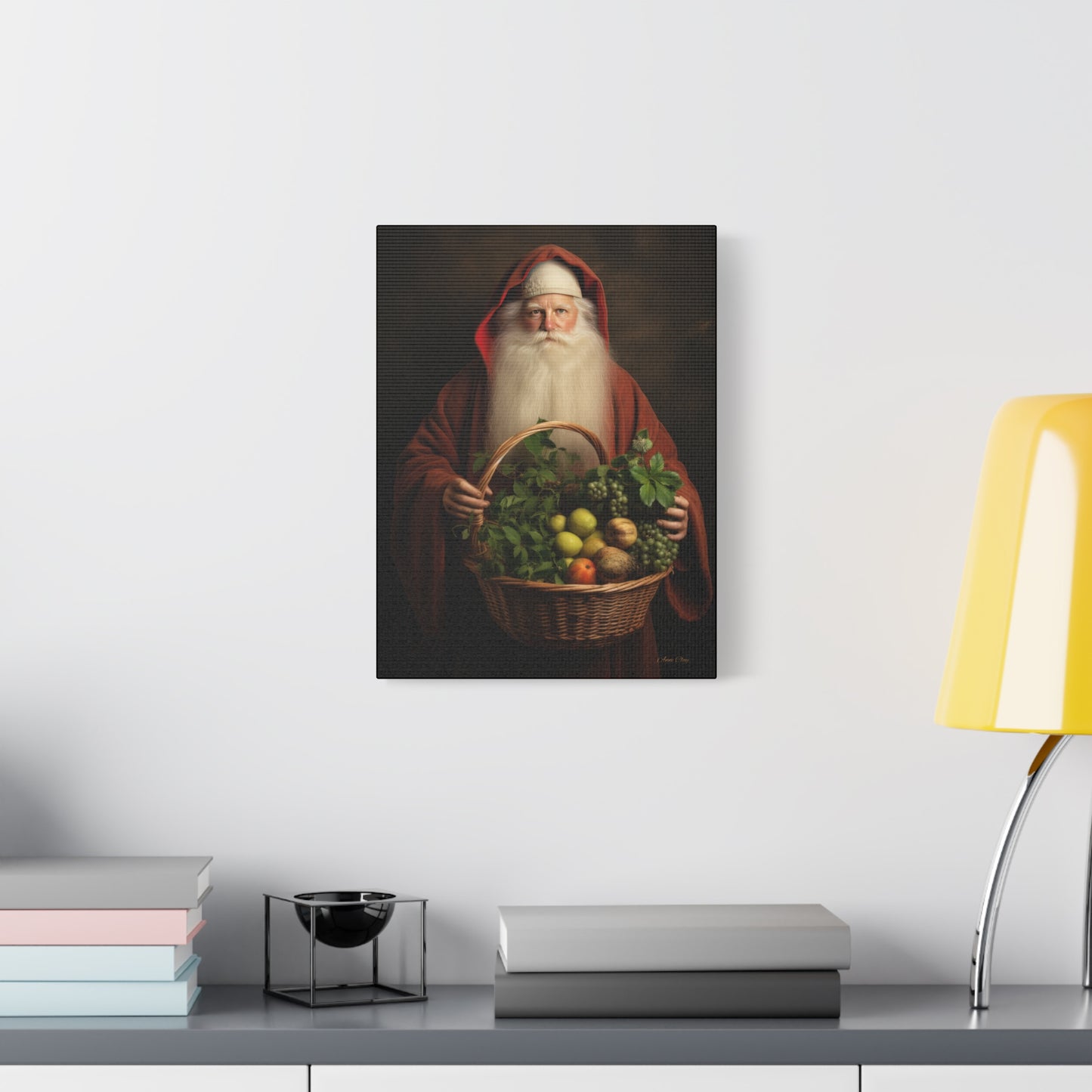 Fruit Basket Santa Matte Canvas, Stretched, 1.25"