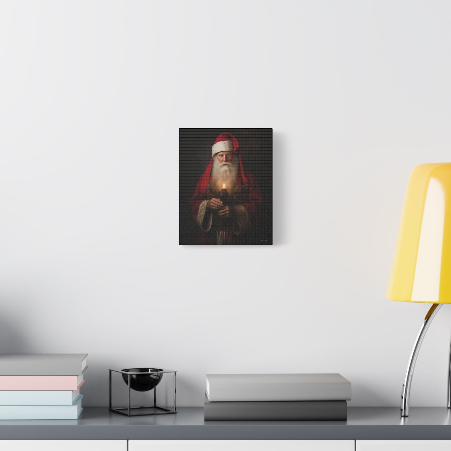 Candlelight Santa Matte Canvas, Stretched, 1.25"