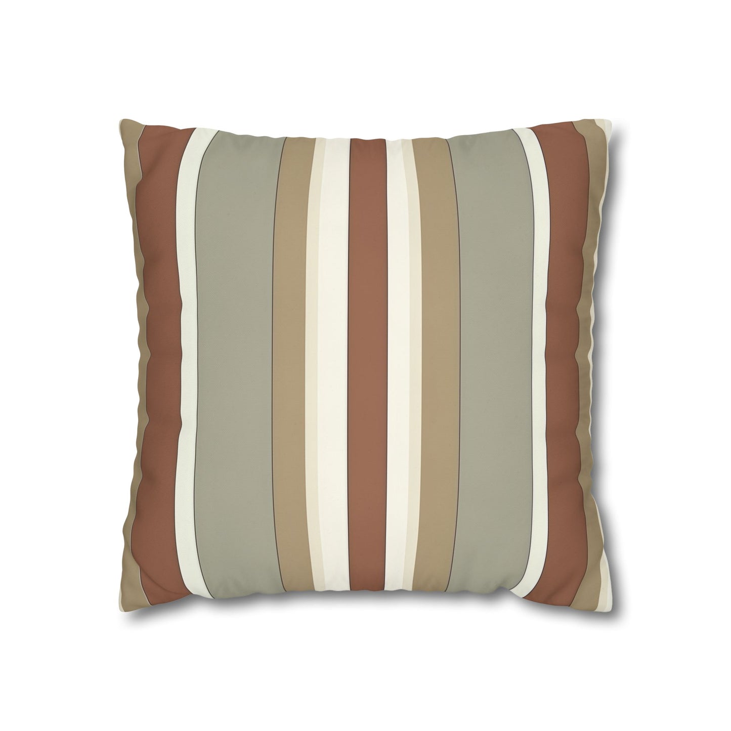Fantasy Collection Taupe Stripes Square Poly Canvas Pillowcase