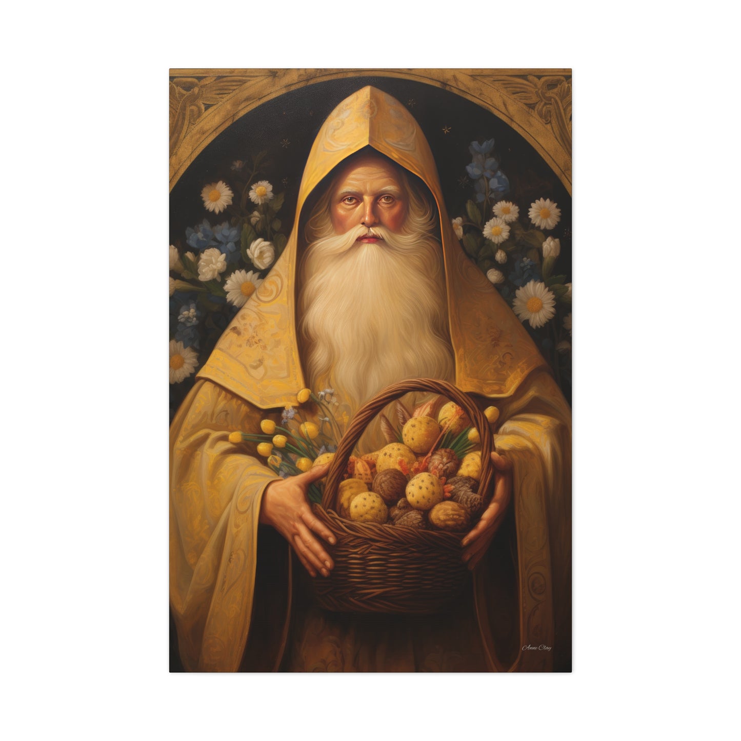 Easter Basket Santa Matte Canvas, Stretched, 1.25"