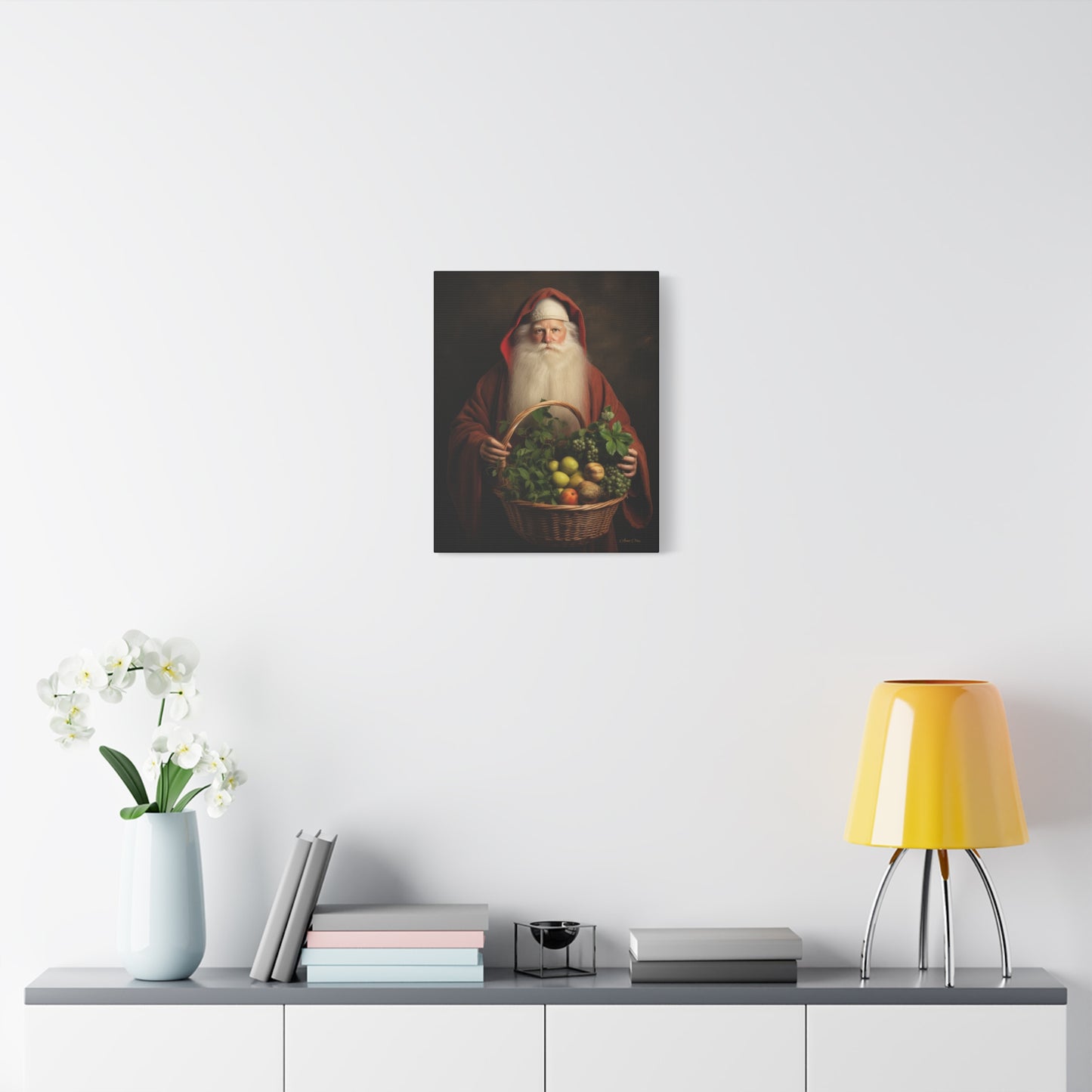 Fruit Basket Santa Matte Canvas, Stretched, 1.25"