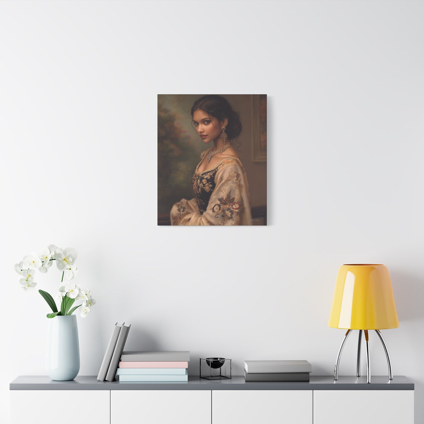 Elegant Stretched Canvas Wall Art - Timeless Portrait, Home Decor, Gift for Art Lovers, Stylish Living Room Decor, Christmas Gift